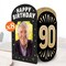 Big Dot of Happiness 90th Birthday Photo Holder Centerpieces, 4x6 Picture Display Box, Black & Gold Table Decoration for Adult Birthday Decor, 8 Count